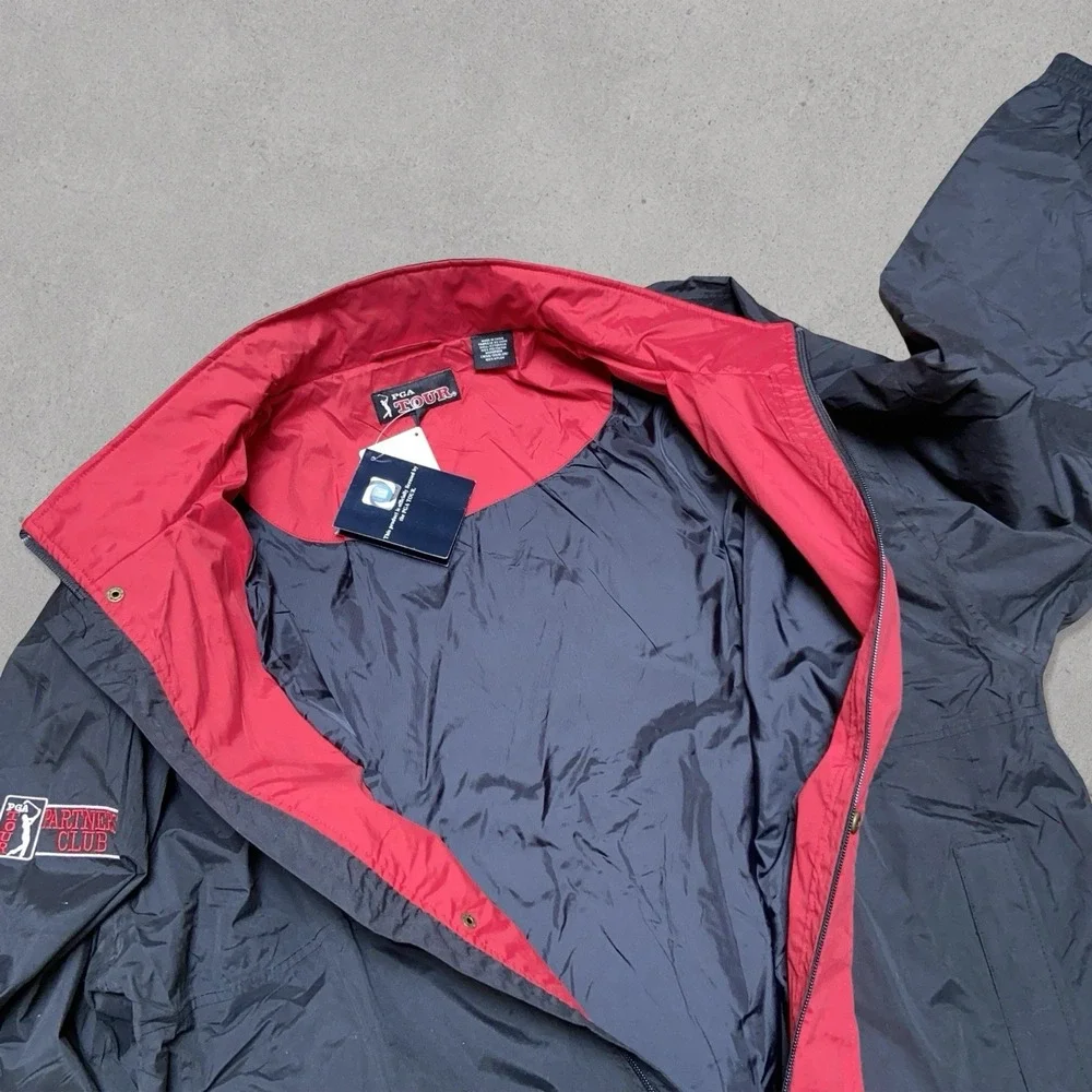 PGA Tour Partners Club Full Zip Windbreaker Jacket NWT Men's XXL Black Teflon